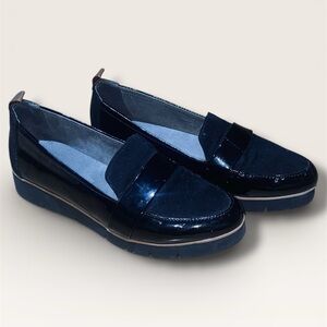 Dr. Scholl's Webster Loafers Women's 9 WIDE Glossy Black Comfort Preppy